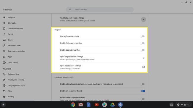 Näyttöasetukset ChromeOS:ssa