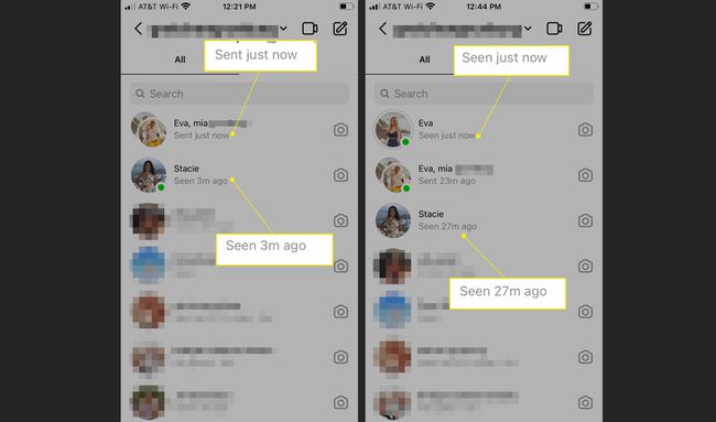 Instagram-suorat viestit, joissa lähetys- ja näkemisajat on merkitty