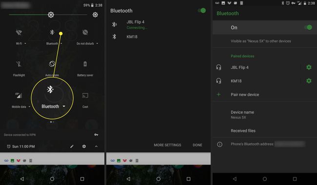 Androidin pika-asetukset Bluetooth