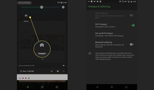 Android-hotspot nopeita asetuksia varten