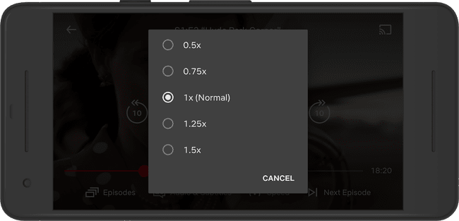 Toistonopeuden valitseminen Netflixissä Androidille