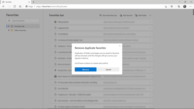 Poista päällekkäiset suosikit Microsoft Edgestä.