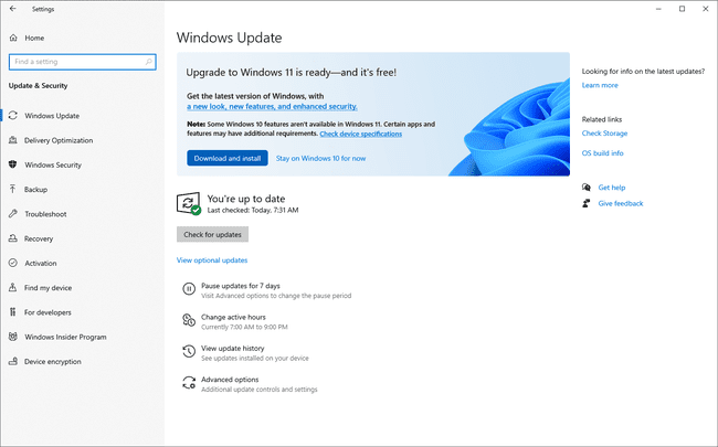 Windows 11:n päivitysvaroitus Windows 10:ssä