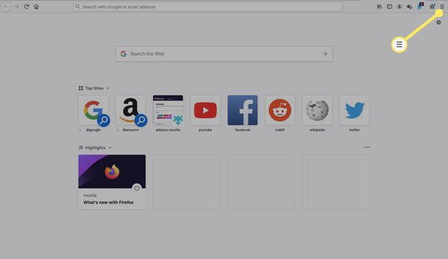 Avaa Firefox ja valitse valikkokuvake (kolme riviä) oikeasta yläkulmasta.