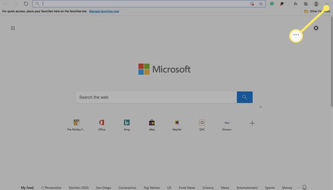 Avaa Edge ja valitse valikkokuvake (kolme pistettä) oikeasta yläkulmasta.