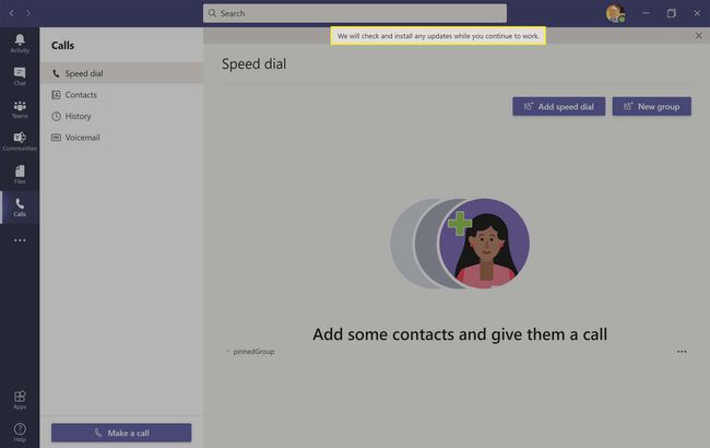 Windows 10 Microsoft Teams -sovellus tarkistaa päivitykset.