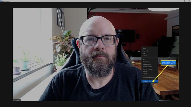 Näytä-valikko Show Self-View -painikkeella.