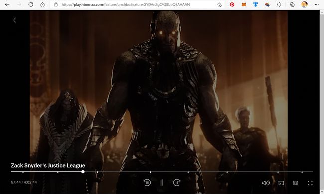 Justice League pelaa HBO Max -verkkosivustolla mediasoittimella.