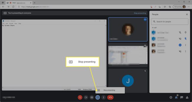 Google Meet Lopeta esittäminen -painike