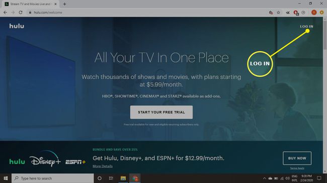 Siirry osoitteeseen Hulu.com ja kirjaudu sisään tilillesi.