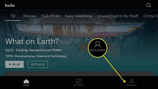 Avaa Hulu-sovellus ja napauta Tili.