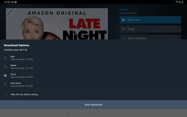 Videon latausvaihtoehdot Amazon Prime Videosta.