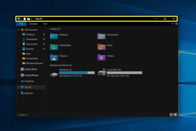 File Explorer -ikkuna avautuu Windows 11:ssä ja otsikkopalkki näkyy