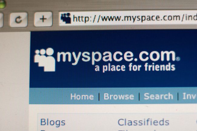 Suositun Internet-verkkosivuston MySpacen kotisivu.