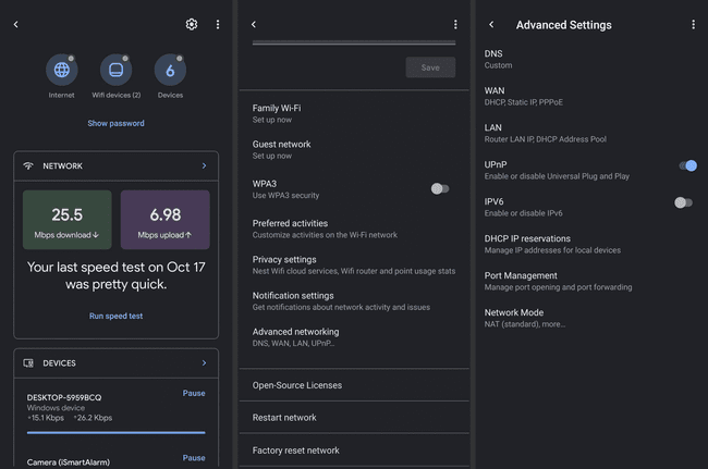 Google Wifi upnp -asetus