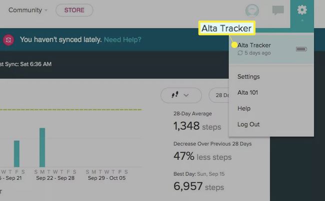 Alta Tracker kohdassa Asetukset