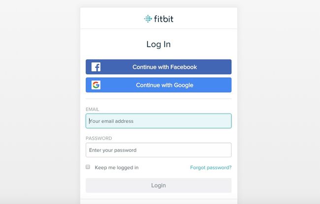 Fitbitin kirjautumissivu