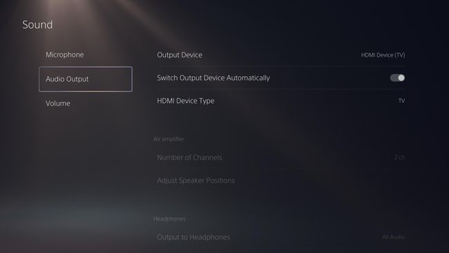 Äänilähtö PS5:n ääniasetuksissa