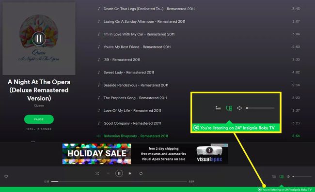 Spotify Web Player Green Bar -laitteen vahvistus