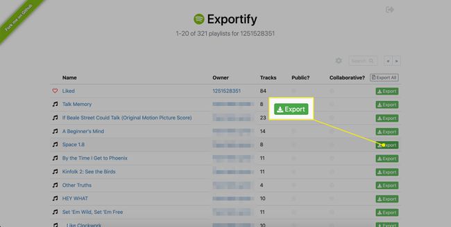 Spotify exportify vienti soittolista