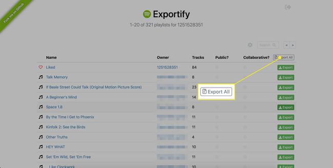 Spotify exportify vie kaikki soittolistat