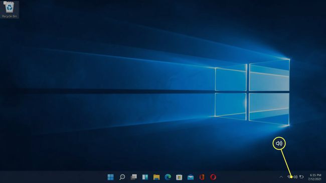 Kaiutinkuvake korostettuna Windows 11 -tehtäväpalkissa