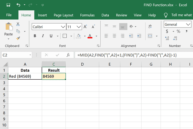 FIND Excel -toiminto, jota käytetään MID-toiminnon kanssa