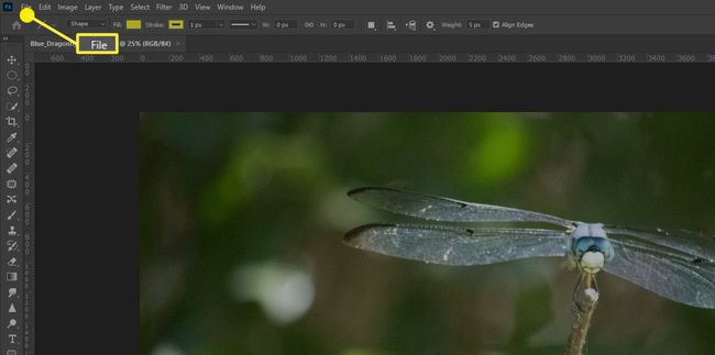 Tiedosto-vaihtoehto Photoshopissa.