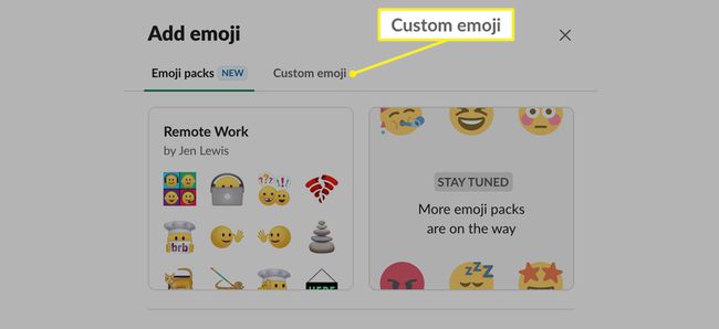 Lisää Emoji-ponnahdusvalikko, jossa on mukautettu emoji korostettuna