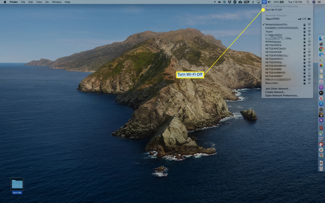 Poista Wi-Fi käytöstä macOS:ssä,