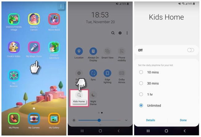 Kuvakaappauksia Samsung Kids Homesta