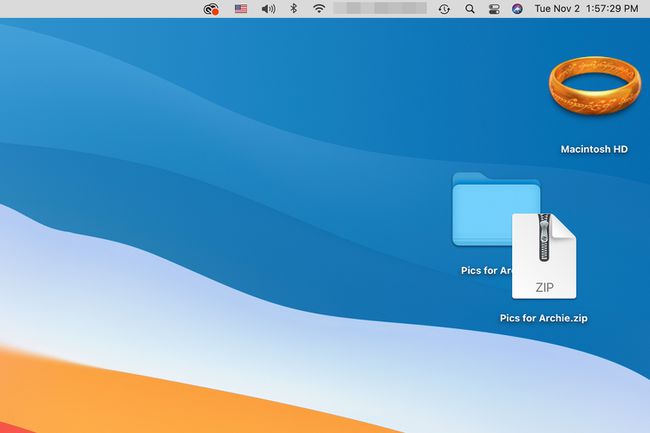 ZIP-tiedosto Mac-työpöydällä