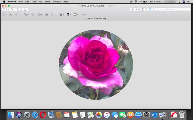 Valmis ympyrän rajaus esikatselussa macOS:ssä