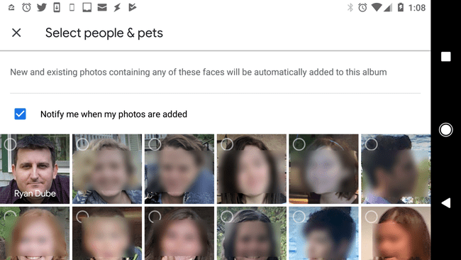Valitse ihmiset ja lemmikit Google-valokuva-albumista