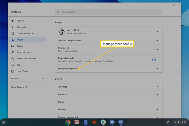 Hallitse muita ihmisiä -vaihtoehto Chromebookissa.