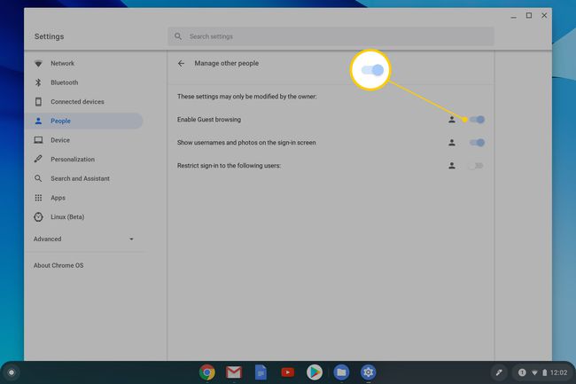 Ota vierailijakäyttö käyttöön Chromebookissa.