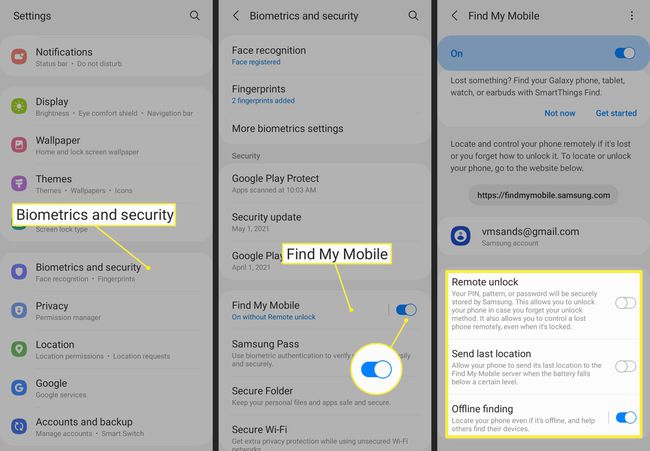 Samsungin biometriikka ja suojausasetukset