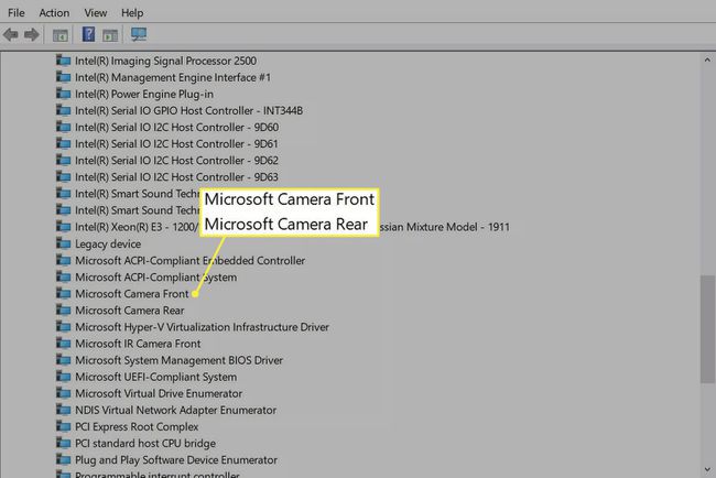 Microsoftin etu- ja takakamera Windowsin laitehallinnassa