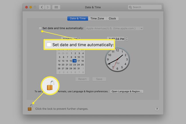 Macin päivämäärä- ja aikaasetukset