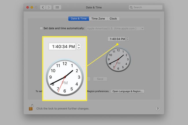 Macin päivämäärä- ja aikaasetukset digitaalisella ja analogisella ajalla