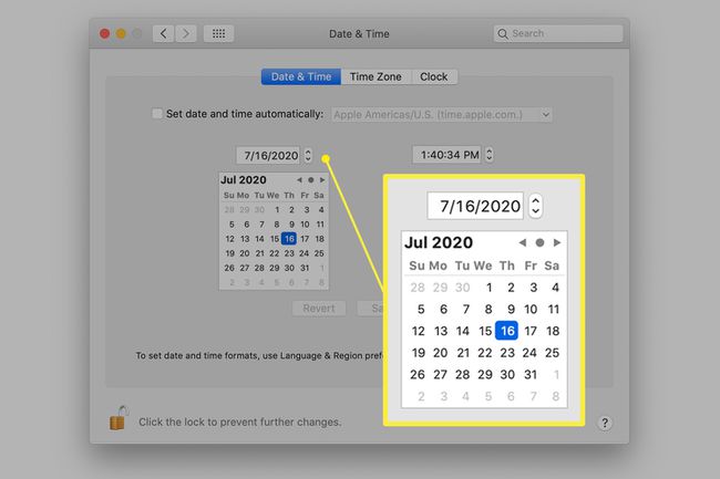 Macin päivämäärä- ja aikaasetukset
