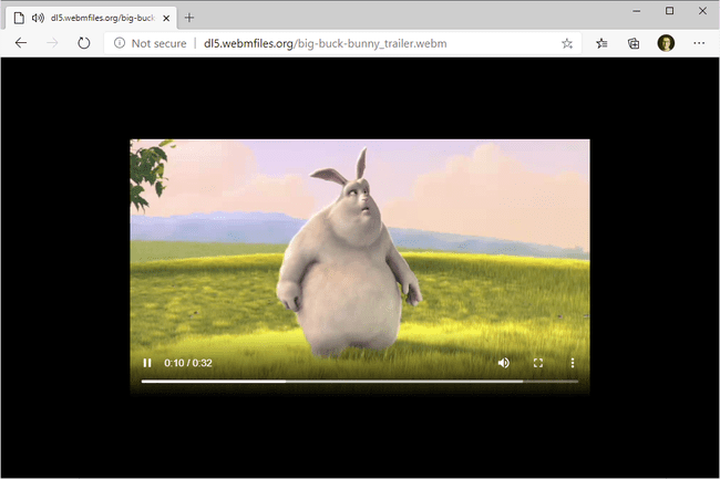 WEBM-tiedosto toistetaan Edge-selaimessa