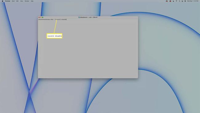 Kirjoita Disable csrutil Macin terminaaliin.