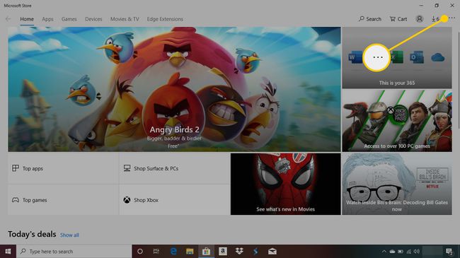 Microsoft Store Windows 10:ssä ellipsit korostettuina