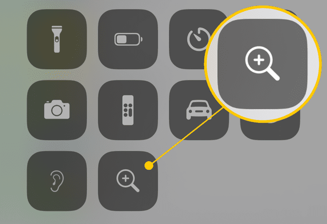 Suurennuslasikuvake iOS-ohjauskeskuksessa