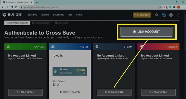 Tilien linkittäminen ristiin tallentamista varten Bungien sivustolla.