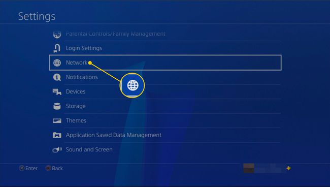 Verkko PS4-asetuksissa