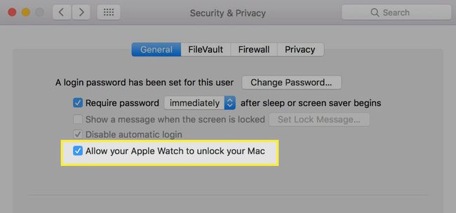Valitse valintaruutu Salli Apple Watchin avata Macisi lukitus.