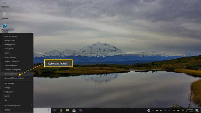 Komentorivi Windows 10:n tehokäyttäjävalikossa