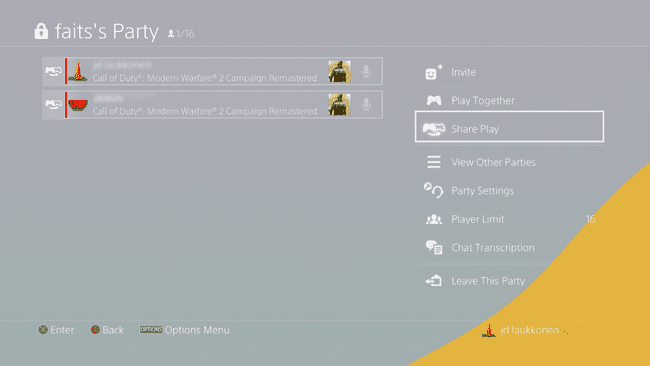 Kuvakaappaus jaetusta pelaamisesta PS4:llä.